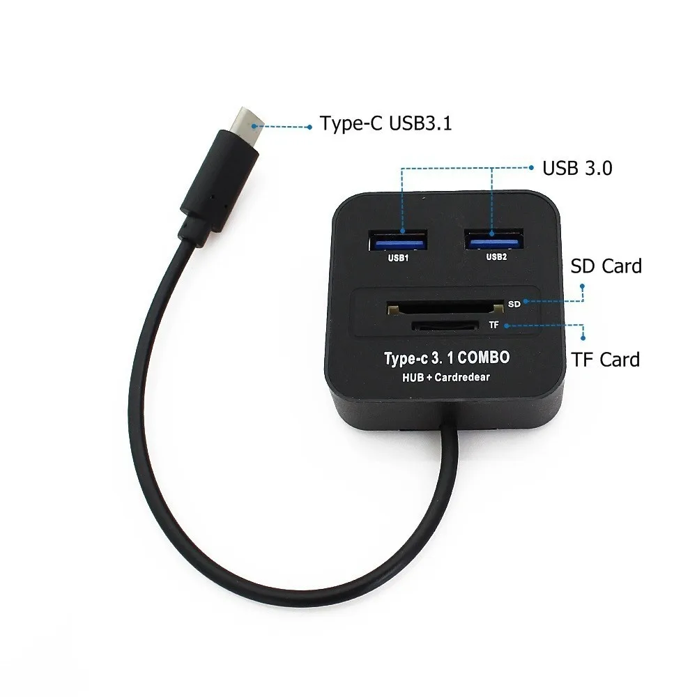 Тип C концентратор USB 3 1 комбо Высокоскоростной Мульти 0 разветвитель 4 порта с TF/SD
