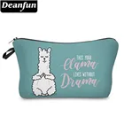 Милые косметички с принтом ламы Deanfun, водонепроницаемая косметичка, дорожный органайзер для хранения, подарок, Прямая поставка 51433