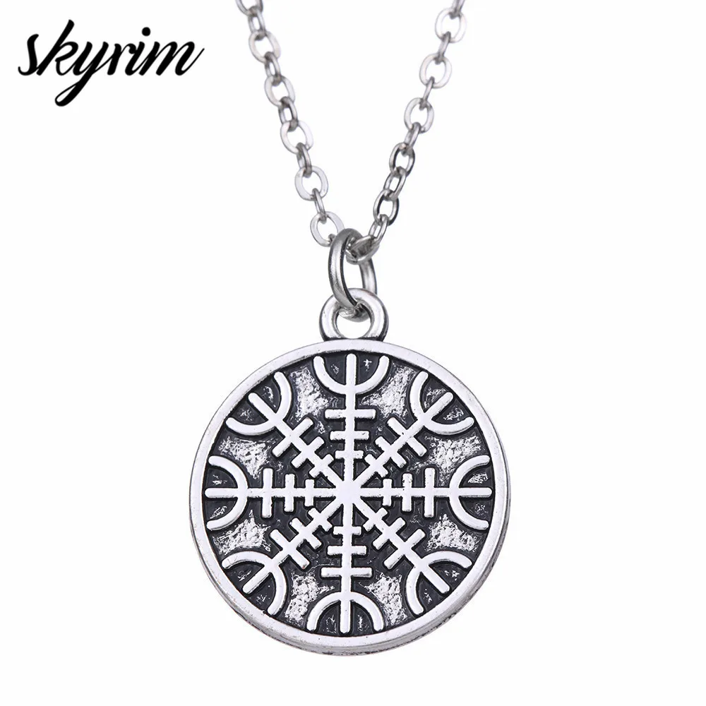 Skyrim символ Norse Runic Viking Vegvisir ожерелье подвеска с компасом Регулируемая длинная