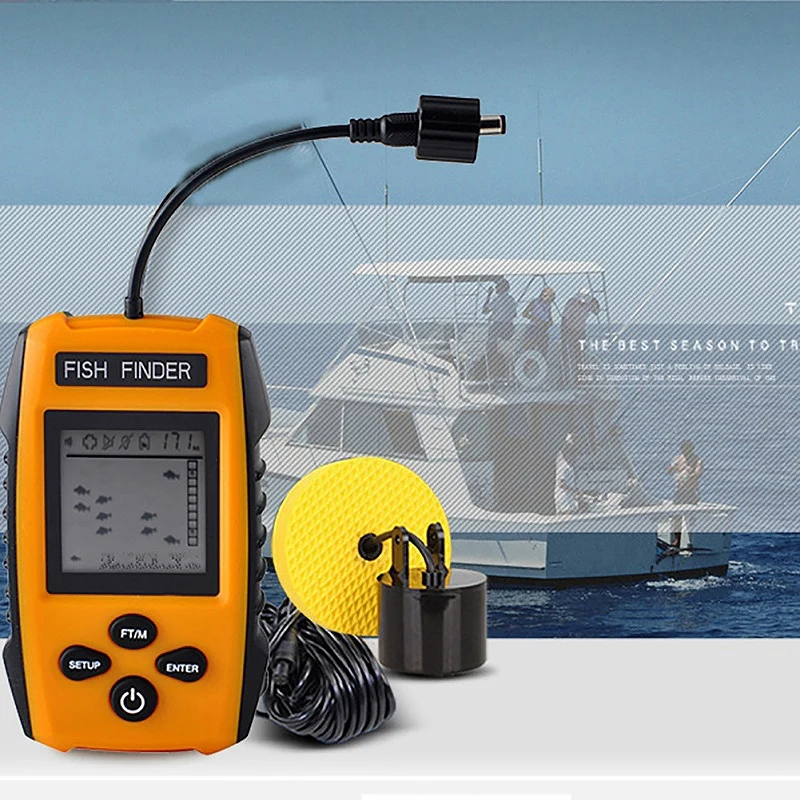 HOT-Portable Fish Finder Echo Sounder 100M Sonar Lcd Sounders Fishfinder For Fishing New Cable Fi | Спорт и развлечения
