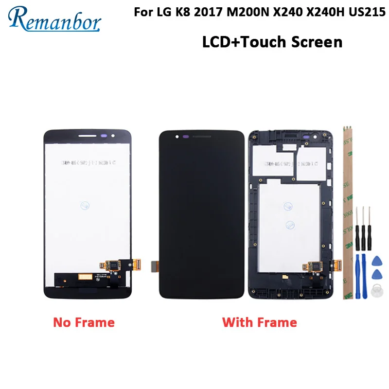 Remanbor для LG K8 2017 M200N X240 X240H US215 ЖК-дисплей Дисплей и Сенсорный экран с рамкой +