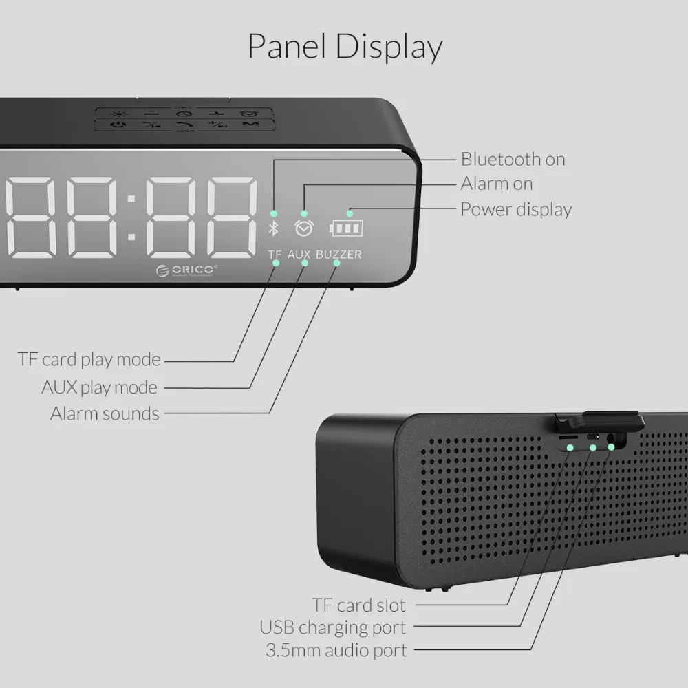 Портативный беспроводной Bluetooth 4 2 Der динамик с будильником Lde экран дисплея музыка