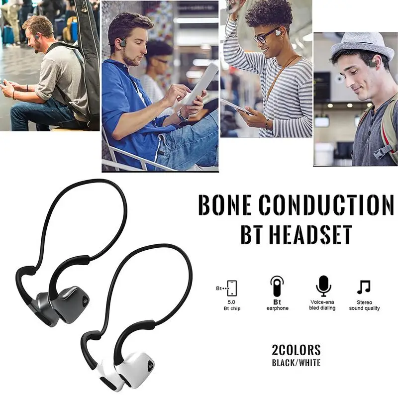 Беспроводные наушники Bluetooth с костной проводимостью гарнитура микрофоном защита