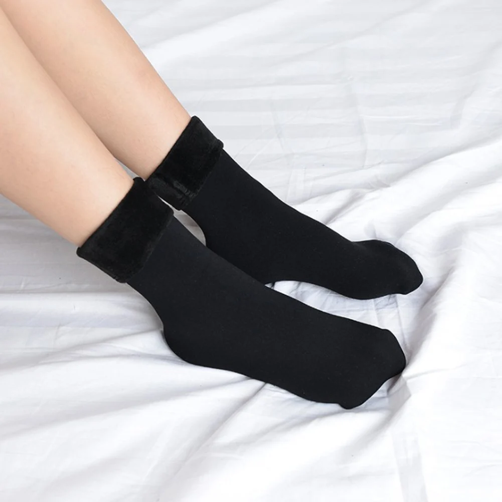 

1 Pair Women's Autumn And Winter Socks Velvet Thickening Socks Solid Casual Snow Thermal Keeping Sleeping Socks