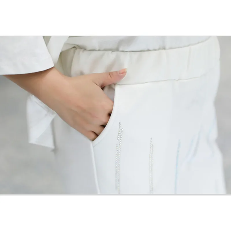 Pantalon Femme брюки Для женщин белый корейский джоггеры плюс Размеры 4XL 5XL 6XL футболки
