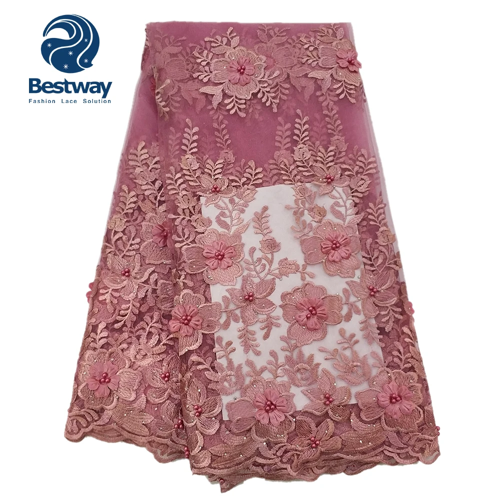 Африканская ткань Bestway французские кружева сетчатые вышитые 3D бусины с