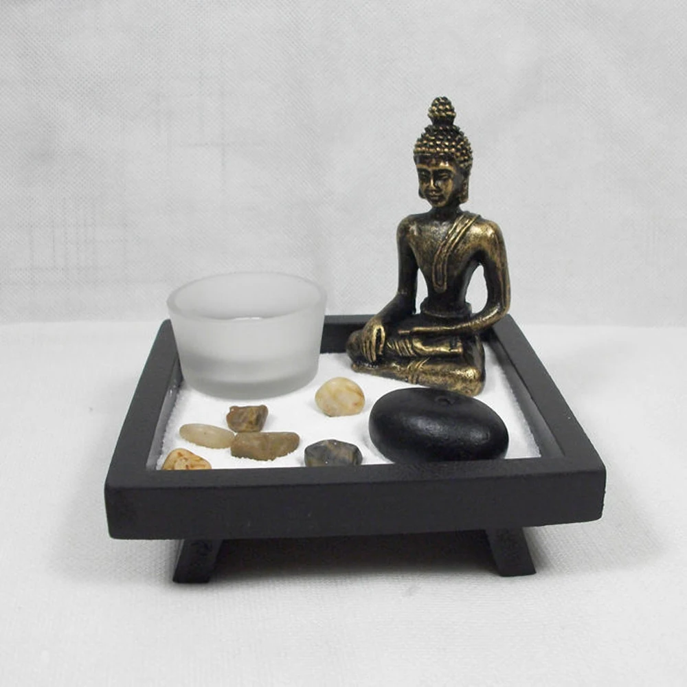 Смола статуэтка Будды орнамент Joss stick благовония набор подсвечников домашний