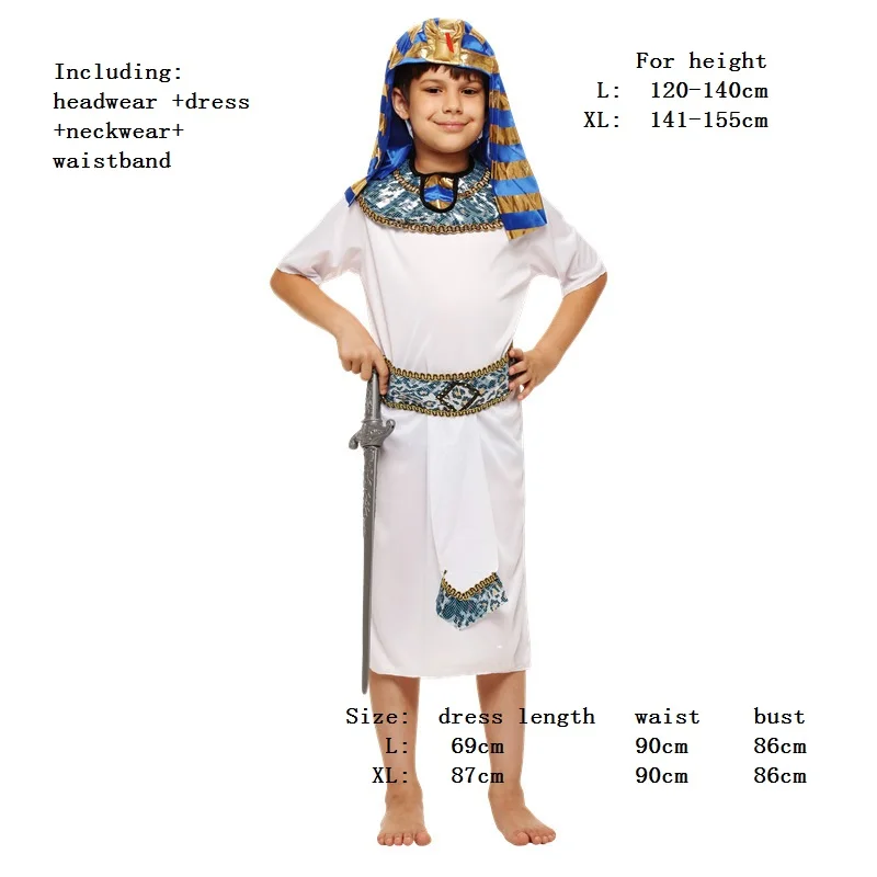 

White Purim Children Girl Boy Greece Rome Egypt Prince Princess Pharaoh Cosplay Costume Prince Halloween costume