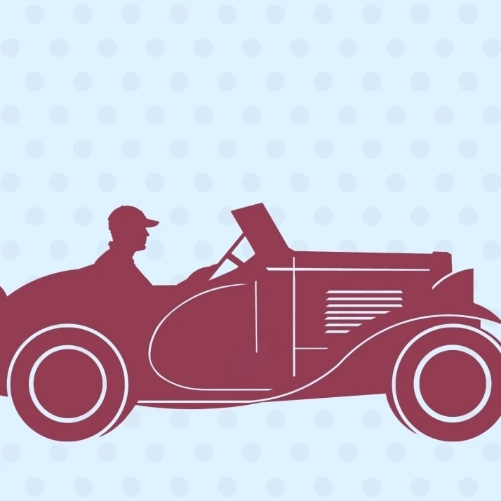 Maroon Sportscar на синем фоне плакат печать Мэри Эванс Picture Library (24X18)|Таблички и знаки| |