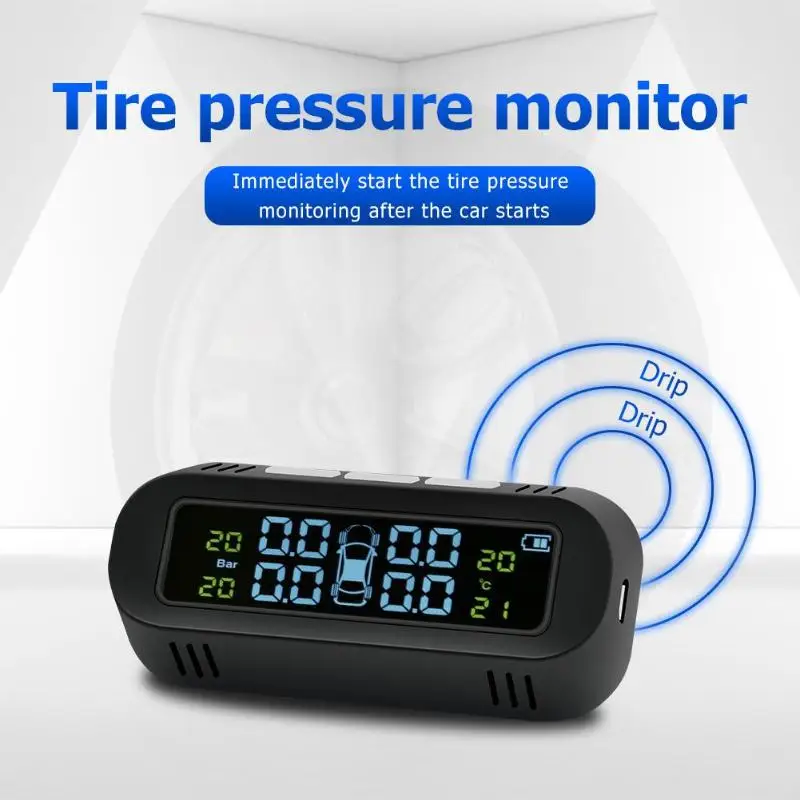 ABS солнечная + USB автомобильная TPMS система контроля давления в шинах 4 внутренних