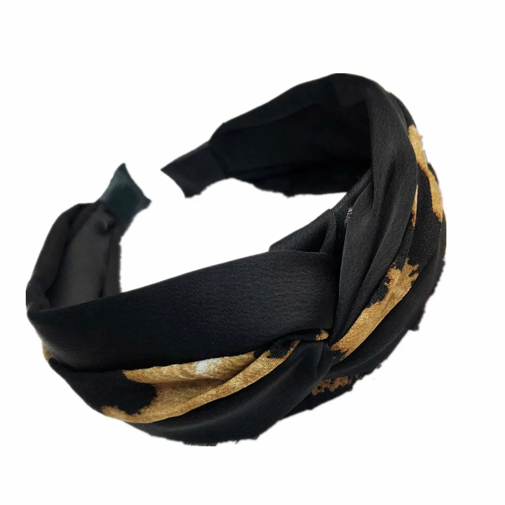 Personalized Leopard Colorblock Headband Goddess Temperament Fabric Wide |