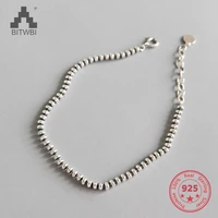 bitwbi real 925 sterling silver bracelets 18 5cm fashion beads initial chain bracelets for women jewelry