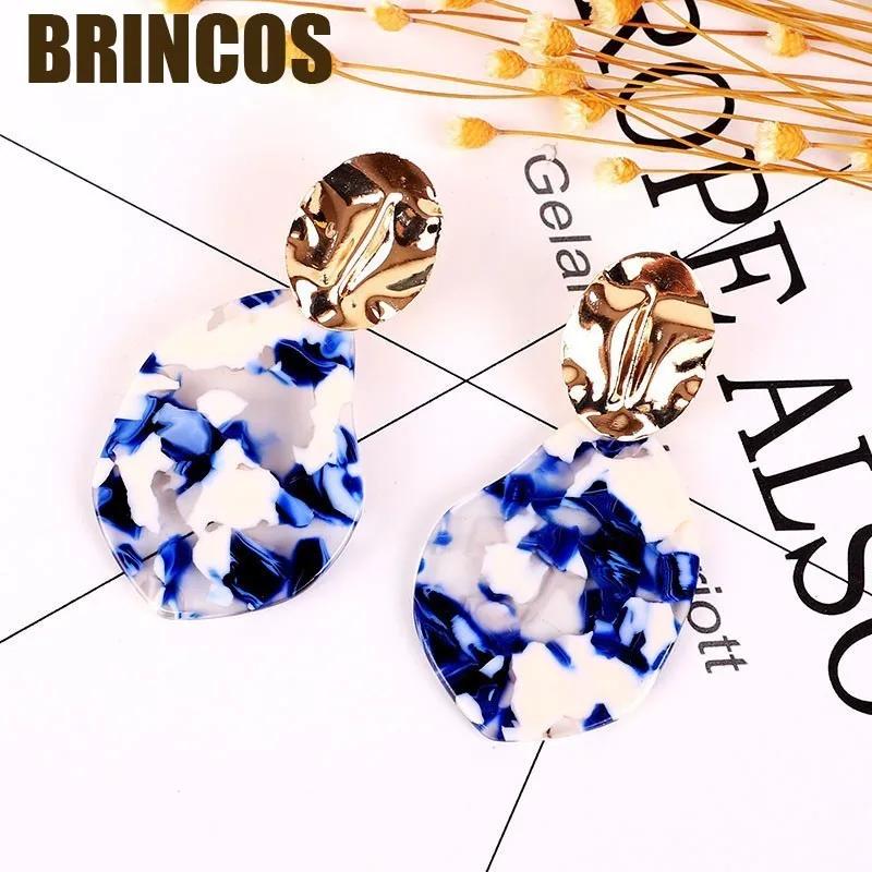 Женские серьги boho2019 геометрические индийские золотые акриловые богемные модные