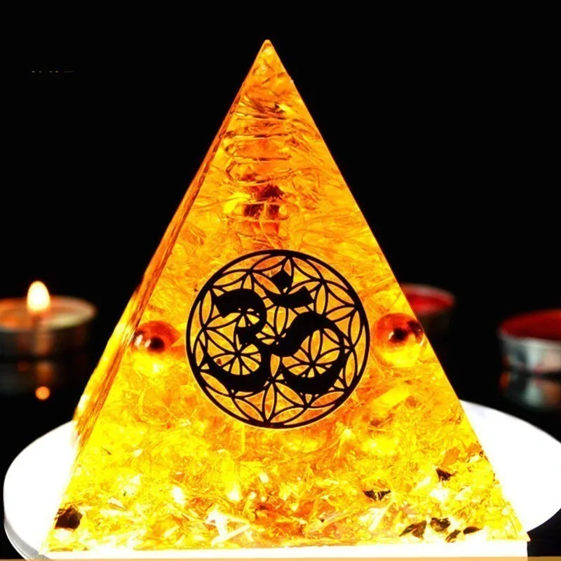 AURA REIKI Orgonite Auras High Frequency Energy Pyramid Transit Grows Change Fortune Field Yoga Meditation Gold Decoration Gift