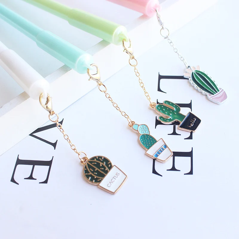 1 шт. гелевые ручки кавайный кактус металлические Милая гелевая ручка для детей