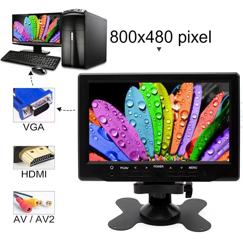 DSstyles портативный мини 7 дюймов HDMI VGA экран дисплея автомобиля заднего вида ТВ/DVD