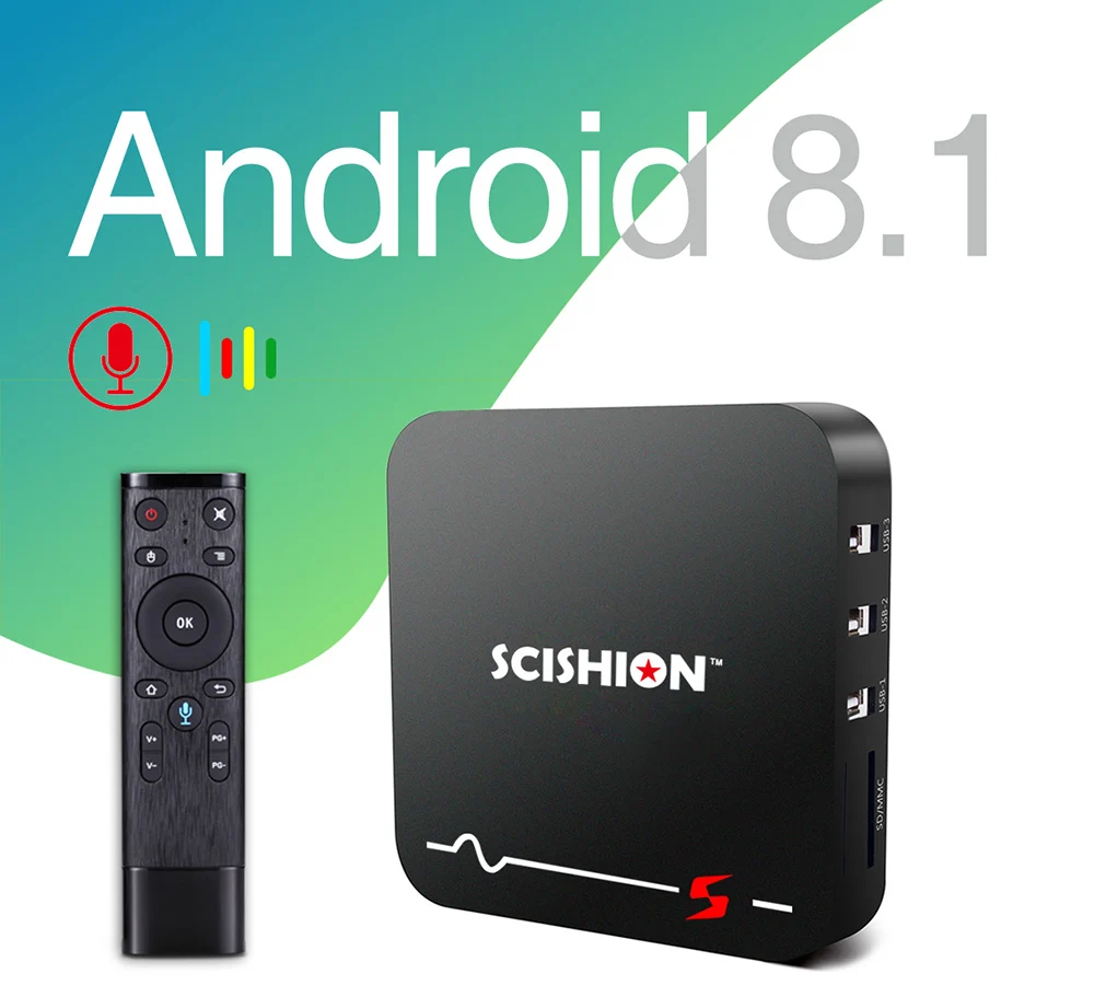 SCISHION модель S Voice удаленного ТВ коробка RK3229 Android 8 1 2 GB Оперативная память + 16