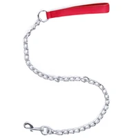 stainless steel snake chain dog leash durable metal training dog leash with red black handle