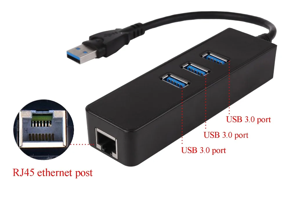 3 Порты и разъёмы usb-хаб 0 10/100/1000 Мбит/с USB для RJ45 конвертер Gigabit Ethernet проводной