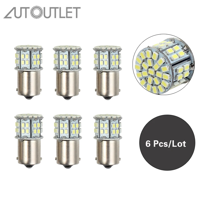 Autoutlet 6 шт. Ba15s 50 Smd Led яркий Белый 1156 тормоз обратный свет лампы глобус лампа 12v