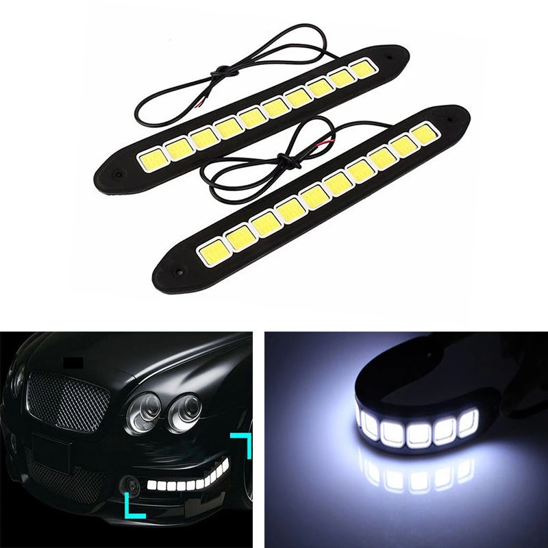 2 шт./компл. 12V COB светодиодный гибкий Автомобильный Для стайлинга дневные ходовые