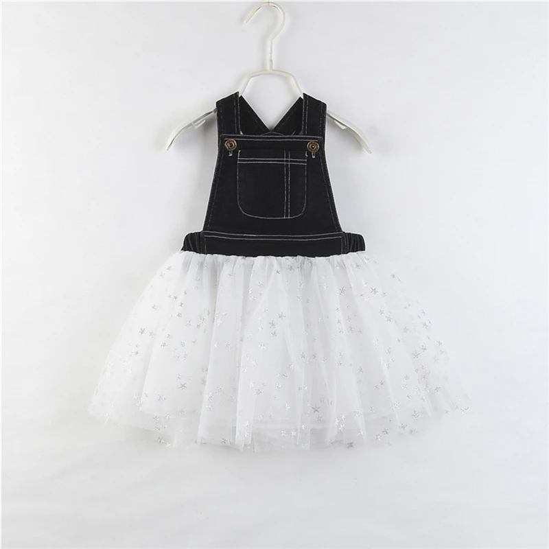 2019 Toddler Baby Girls Dress Summer Patchwork Denim Princess Sleeveless Tutu Tulle Lace Dresses Costume Clothing Sundress | Детская