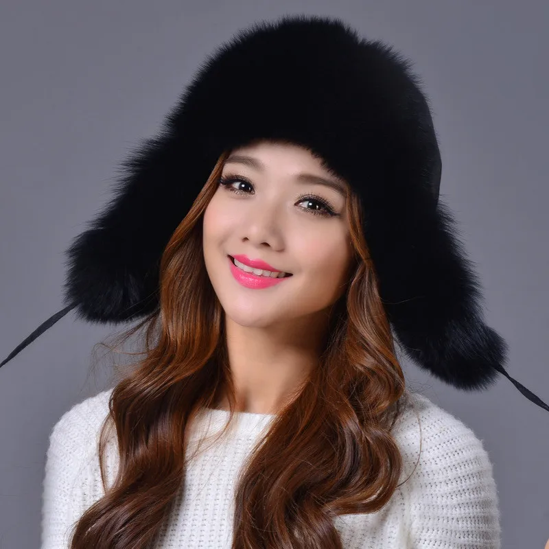 Russia Winter Fashion Fox Fur Hat For Women and children Autumn winter warm Lei Feng Cap Beanies |