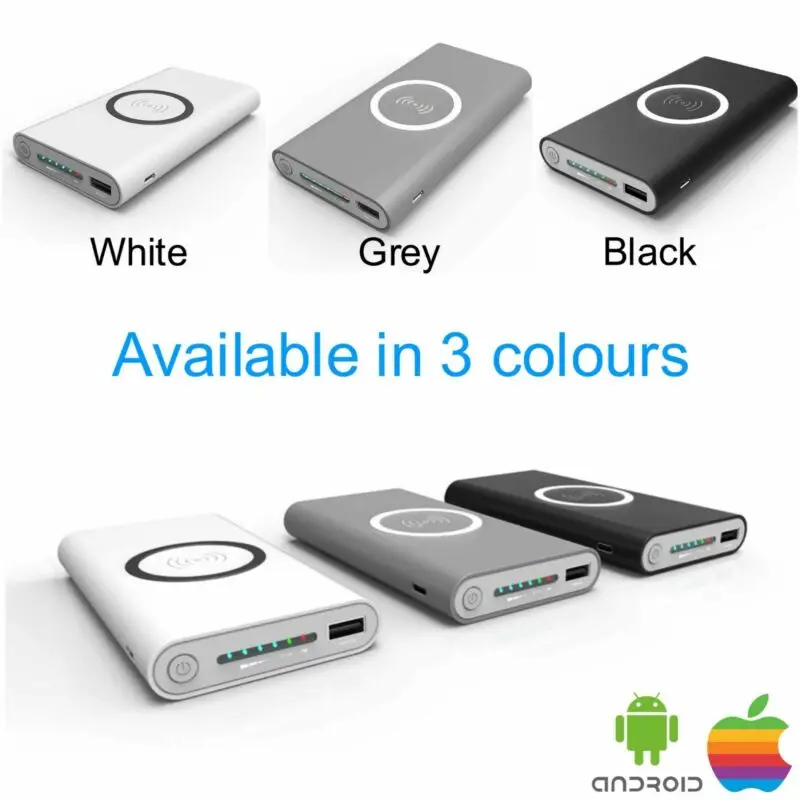 Qi Беспроводное зарядное устройство power Bank 10000 мАч для мобильных телефонов iPhone samsung