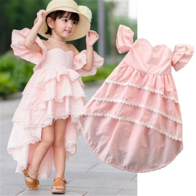 Lace Dress Off Shoulder Ruffle Bridesmaid Pageant Dresses Sweet Baby Girl Shoulderless Many Layers Irregular | Детская одежда и