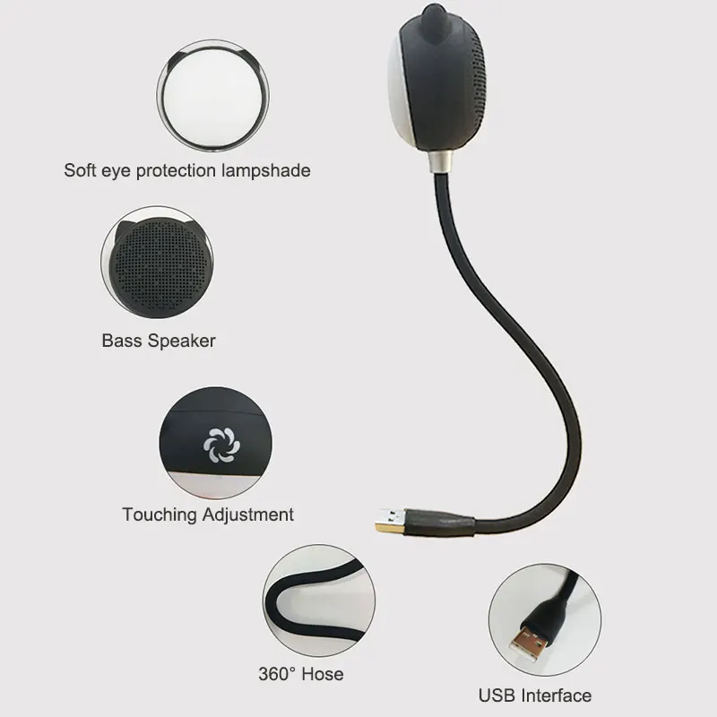 Креативная настольная USB лампа с bluetooth динамиком гибкая портативная смарт