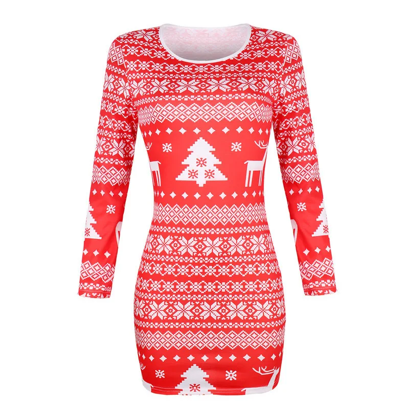 Женское повседневное рождественское платье с принтом оленя цветочным три