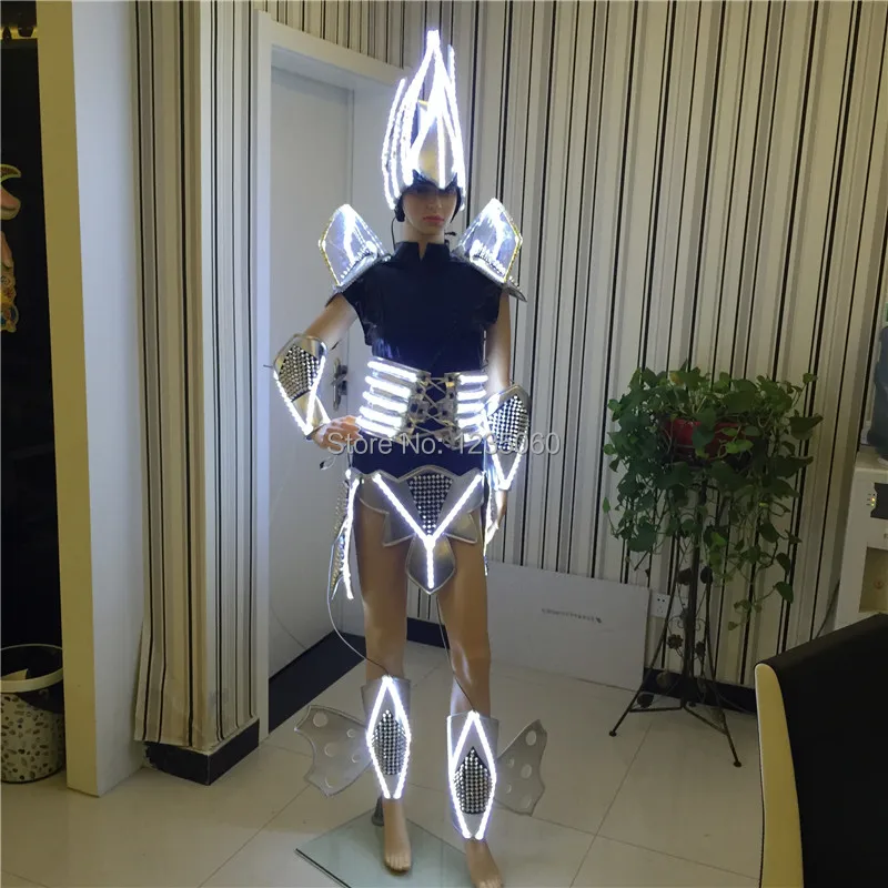 Женские Мужские бальных танцев унисекс Робот LED костюмы dj диско этапа певица