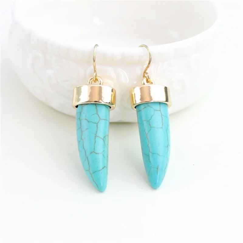 Женские серьги из натурального камня в форме рога|natural stone earrings|brincos pendientesnatural earings