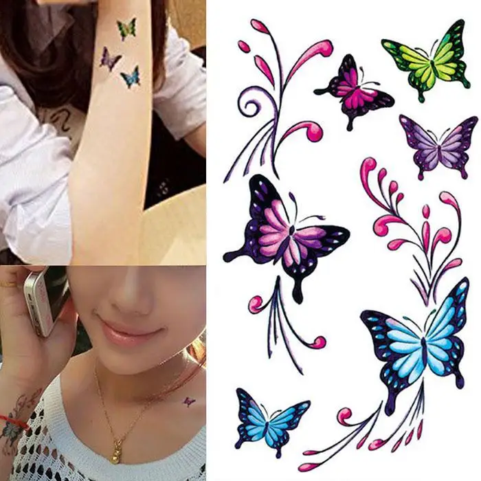 Men Women Waterproof Tattoo Stickers for Arm Shoulders Multi Chest Butterfly Unisex Body | Красота и здоровье