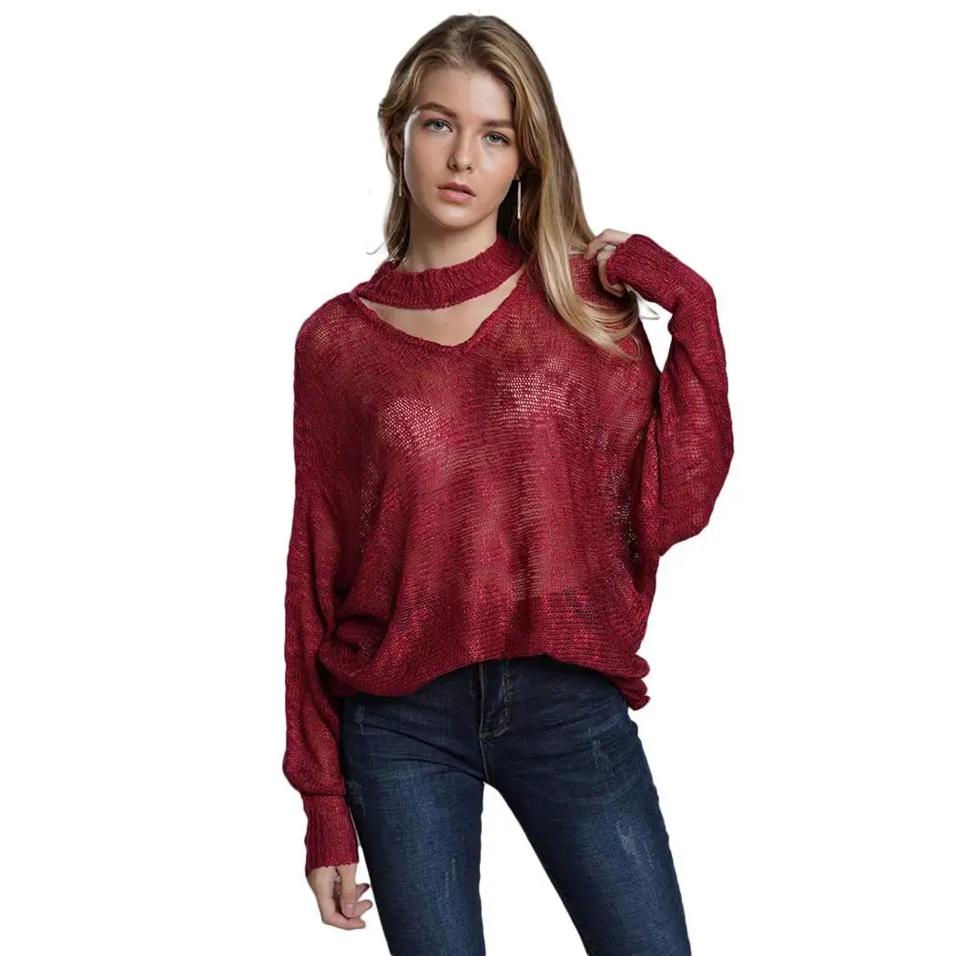 Новый Модный женский Повседневный пуловер с круглым вырезом свободный