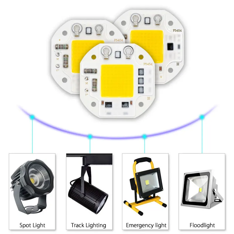 Светодиодный чип COB 20 Вт 30 50 умный IC 220 В светодиодный для DIY прожектор Точечный