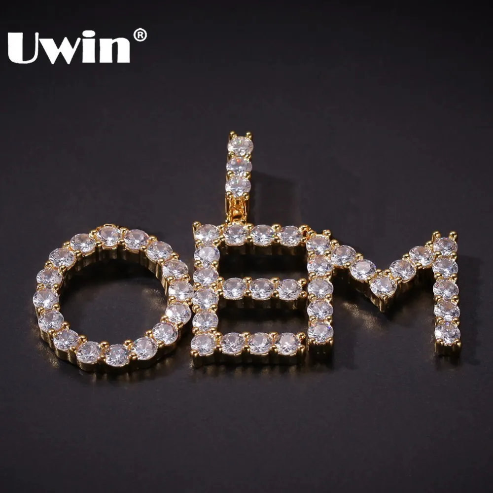 UWIN маленький размер теннисные начальные буквы кулон a-z пользовательские имя