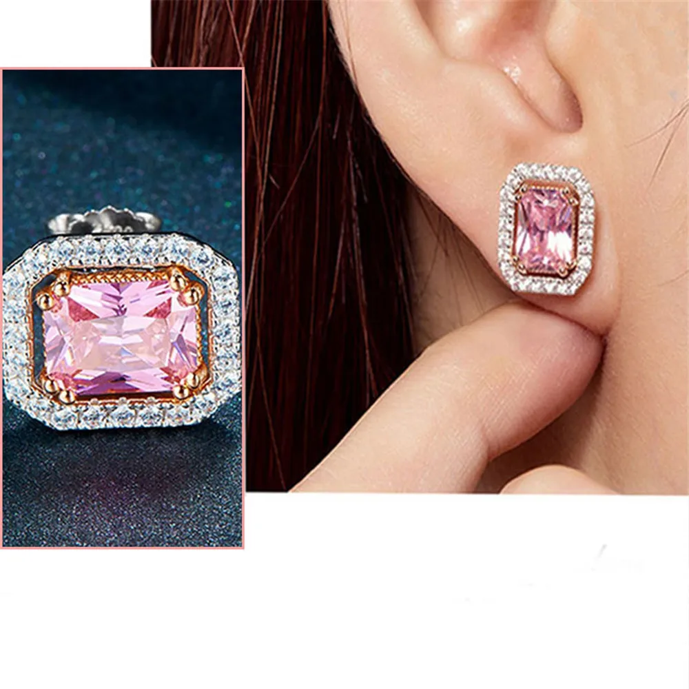 Женские серьги-гвоздики из серебра 2021 пробы с розовым кварцем | Украшения и