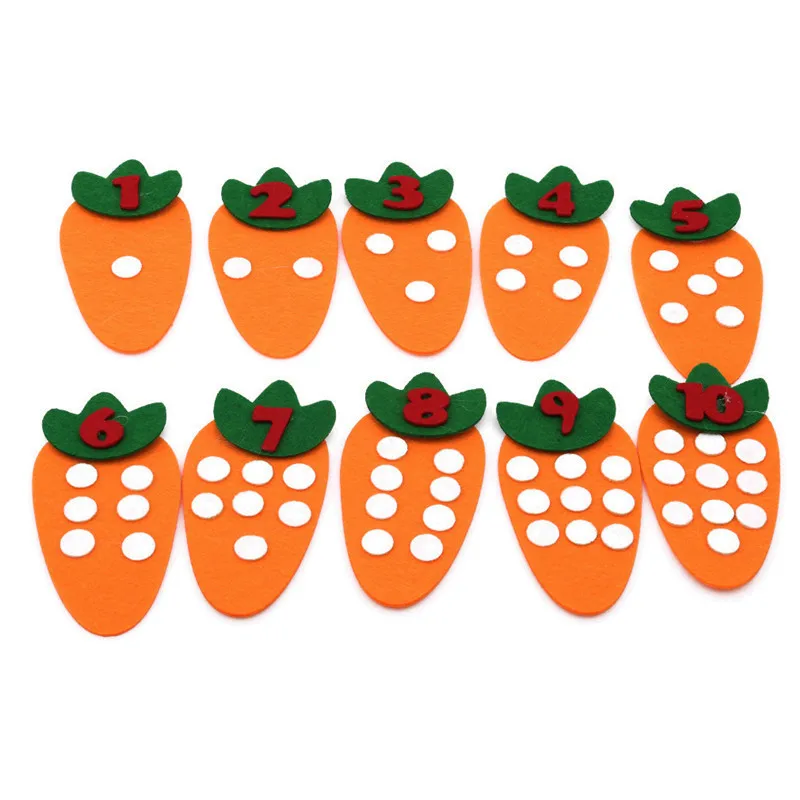 Educational Toy Non-woven Children's Puzzle Handmade DIY Creative Kindergarten Carrot Digital Teach Aids Unisex Cloth Math | Игрушки и
