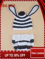 new crochet baby boy zebra hatdiaper set knitted infant baby costume photography props 1set