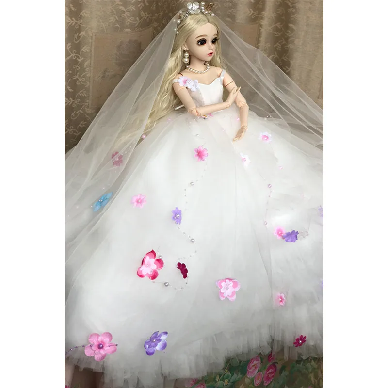 60 см BJD кукла с белым свадебным платьем Красивая макияж подвижная шарнирная День