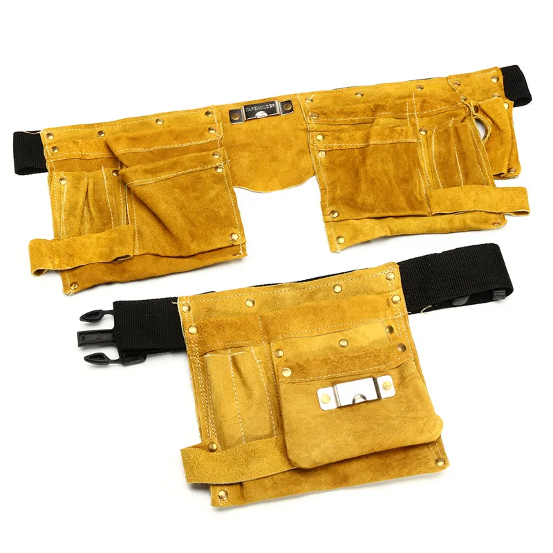 

8/14 Pockets Leather Waist Tool Belt Pouch Bag Screwdriver Kit Repair Tool Holder Portable Carpenter Electrician Accessories
