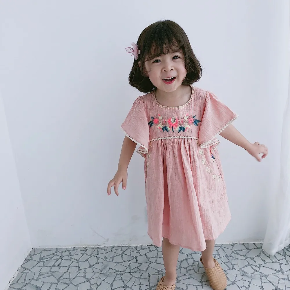 Детское платье 2020 L &amp M Новое Брендовое летнее с короткими рукавами и цветочным