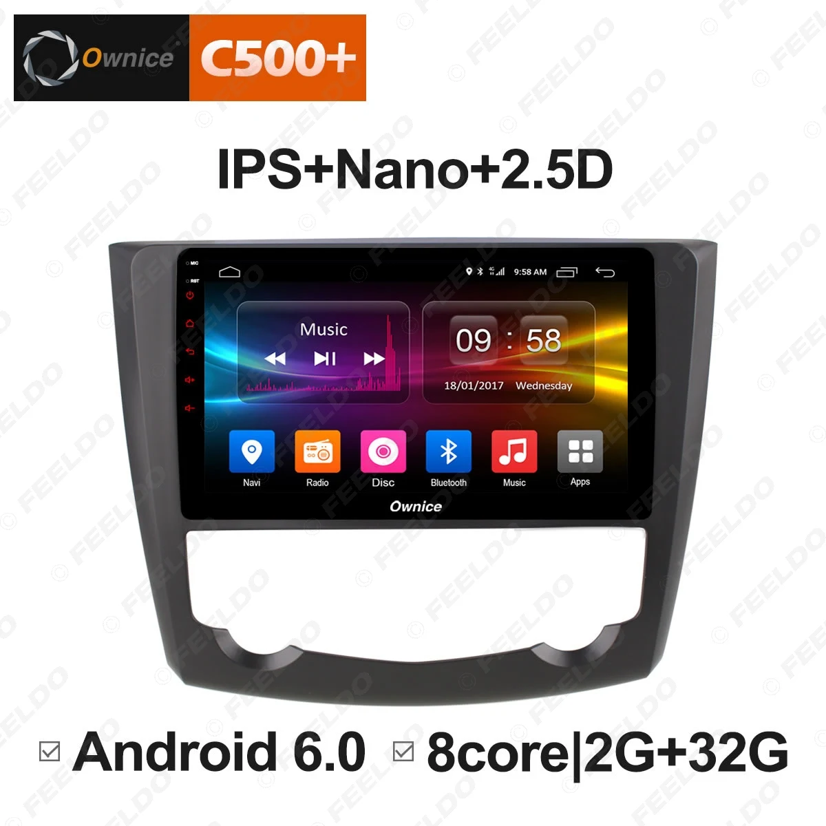 FEELDO 9 &quotAndroid 6 0 4 ядерный/DDR3 1G/16G/поддержка 4G ключ автомобильный медиаплеер с GPS/FM/AM
