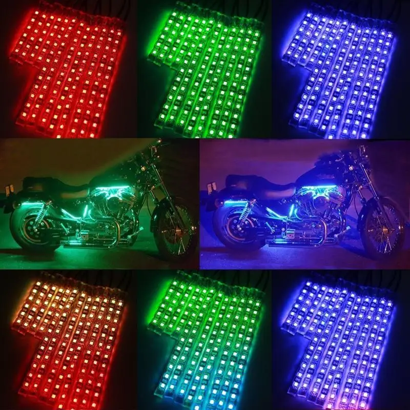 12V мотоцикл RGB Светодиодные полосы света Комплект многоцветный акцент светящиеся