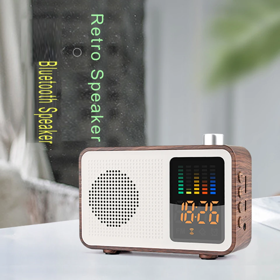 Ретро деревянный Bluetooth fm-радио динамик HIFI беспроводной громкоговоритель 3D