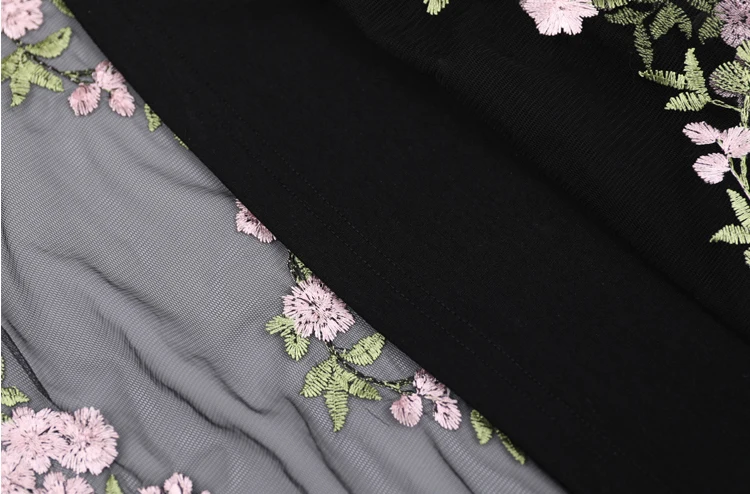 MINSUNDA/Большие размеры винтажное платье с вышивкой и прозрачной сеткой женское