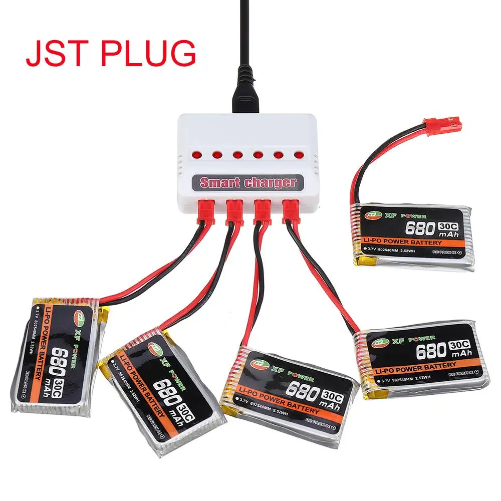 В наличии XF мощность 3 7 в 680 мАч 30C 1 S Lipo батарея JST Plug/PH 2 0 Plug и зарядное устройство
