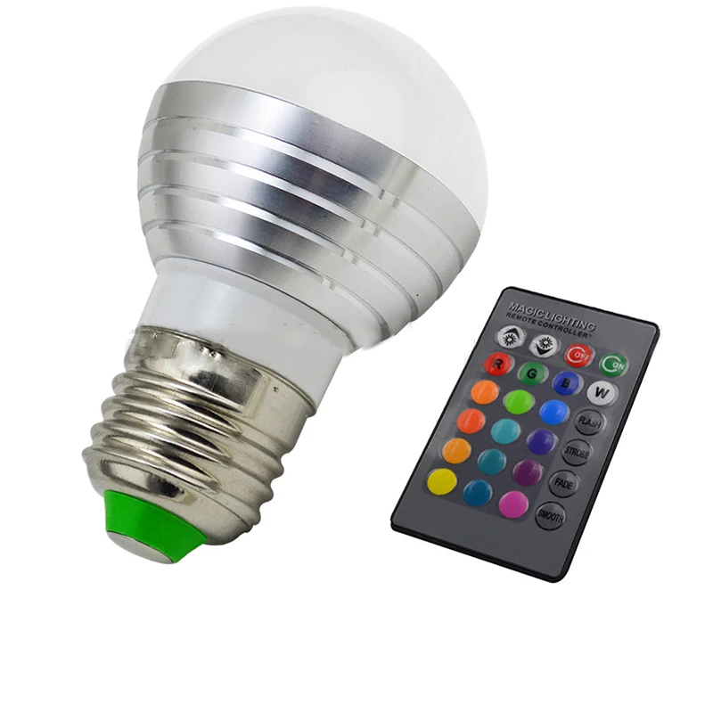 E27 3W RGB Светодиодный светильник с регулируемой яркостью 16 цветов дистанционным