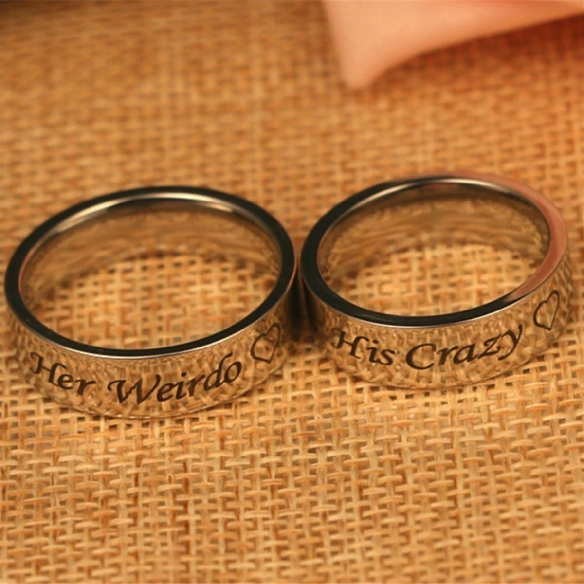 1 шт.. Его сумасшедшая ее странная парные кольца кольцо из нержавеющей стали